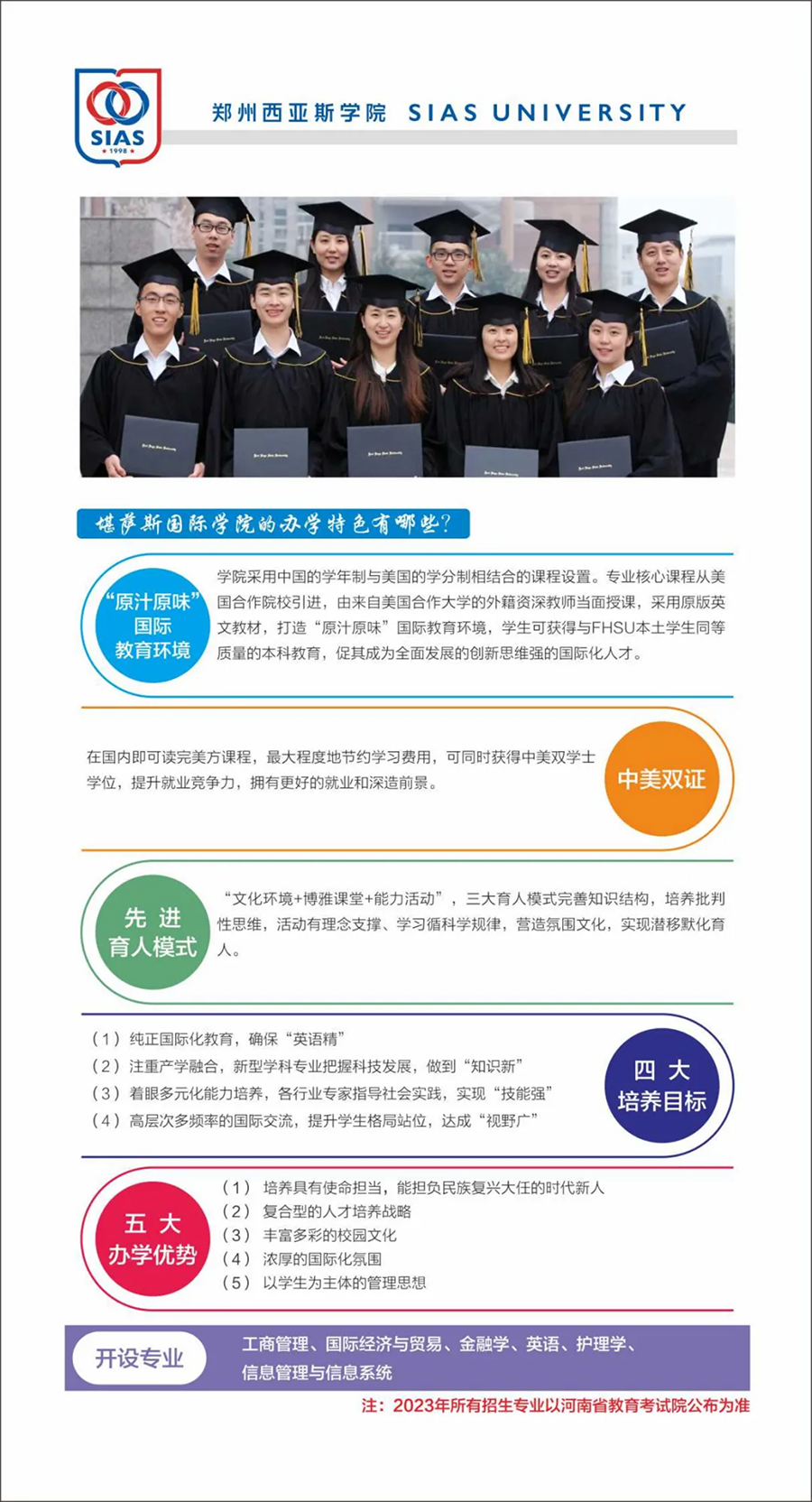 鄭州西亞斯學(xué)院－2023年招生簡章