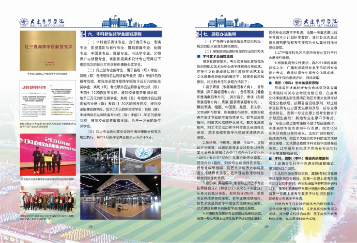 大連藝術學院2024年藝術類招生簡